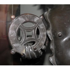 Bronze figure of Liu Hai, solar cross, solar disc